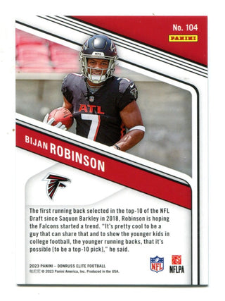 Bijan Robinson 2023 Panini Donruss Elite #104 Atomic Blue Card /625