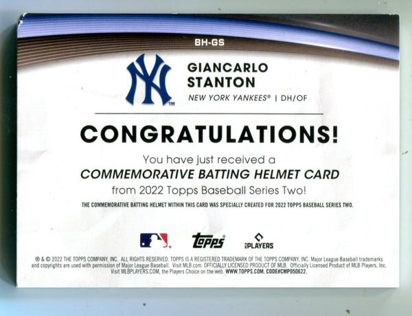 Giancarlo Stanton 2022 Topps Commemorative Batting Helmet Card #BHGS