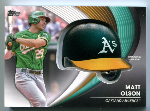 Matt Olson 2022 Topps Series Two Commemorative Batting Helmet Card #BHMO