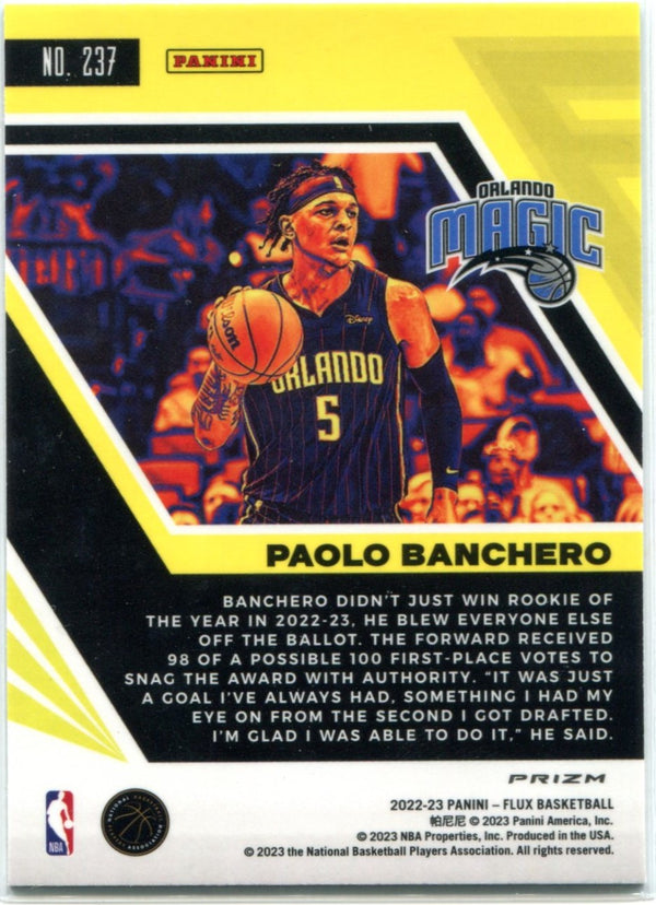 Paolo Banchero 2022-23 Panini Flux Red Cracked Ice RC #237