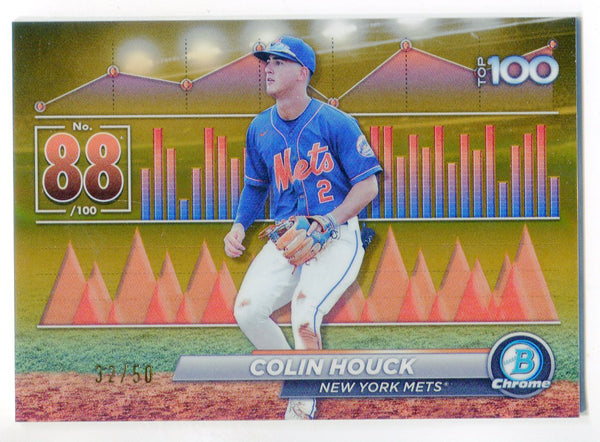 Colin Houck 2024 Bowman Chrome Prospect Top 100 Gold /50 Rookie Card