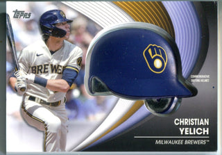 Christian Yelich 2022 Topps Series Two Commemorative Batting Helmet Card