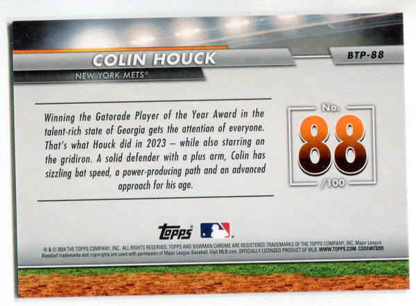 Colin Houck 2024 Bowman Chrome Prospect Top 100 Gold /50 Rookie Card