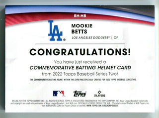 Mookie Betts 2022 Topps Commemorative Batting Helmet Card #BHMB