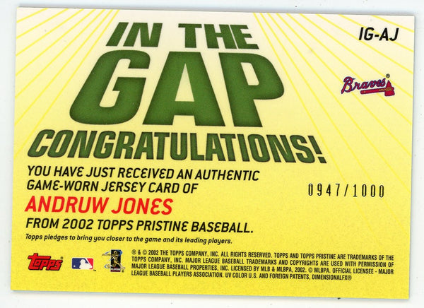 Andruw Jones 2002 Topps In The Gap Patch Relic #IG-AJ