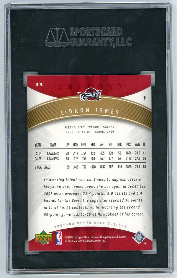 Lebron James 2005-06 Upper Deck Trilogy #13 SGC GM 10