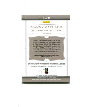 Manny Machado 2014 Panini Colossal National Treasures #21 07/25 Card