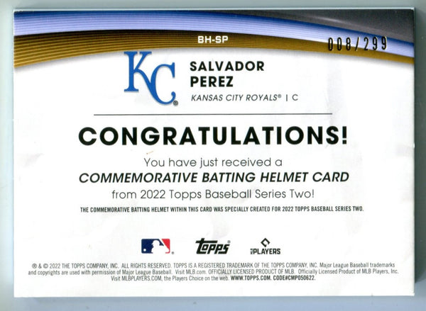 Salvador Perez 2022 Topps Series Two Commemorative Batting Helmet Card #BHSP