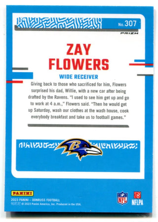 Zay Flowers 2023 Panini Donruss Rated Rookie Pink #307 Card