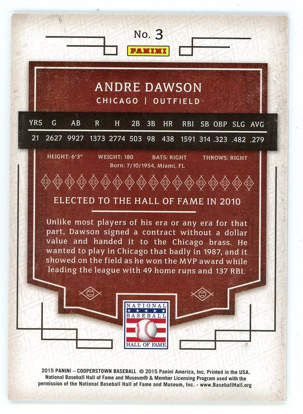 Andre Dawson 2015 Panini Cooperstown HOF #3