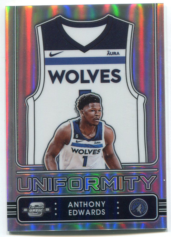 Anthony Edwards 2022-23 Panini Contenders Optic Uniformity Silver Prizm Card