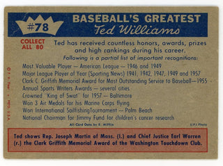 Ted Williams 1959 Fleer Baseball Card #78 Honors For Williams