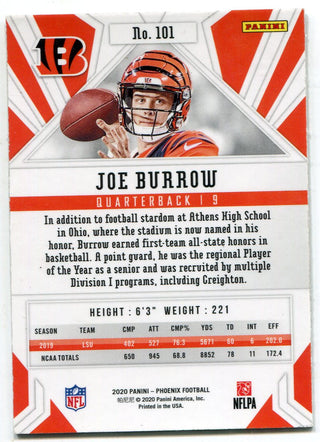 Joe Burrow 2020 Panini Phoenix Rookie Card #101