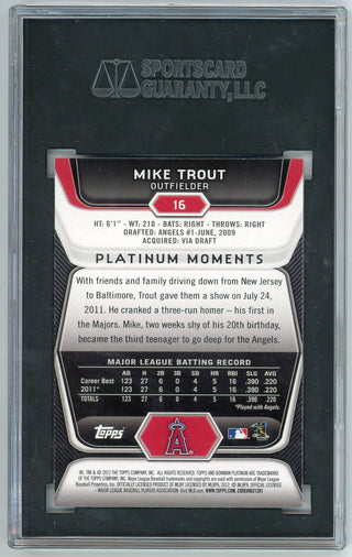 Mike Trout 2012 Bowman Platinum #16 SGC MT 9.5