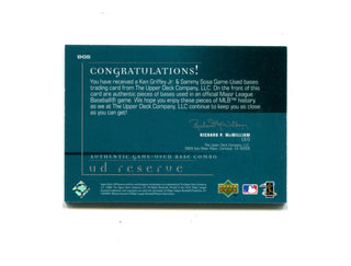 Ken Griffey jr. and Sammy Sosa 2001 Upper Deck UD Reserve #B-GS Card