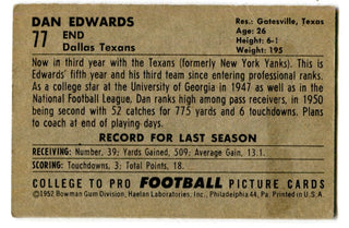 Dan Edwards 1952 Bowman #77 Card