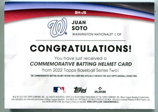 Juan Soto 2022 Topps Commemorative Batting Helmet Card #BHJS