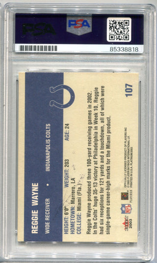 Reggie Wayne 2003 Fleer Platinum #107 PSA Auto Auth Card