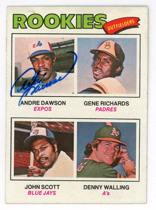 Autographed Andre Dawson, Gene Richards, John Scott, & Denny Walling 1977 Rookies Outfielders