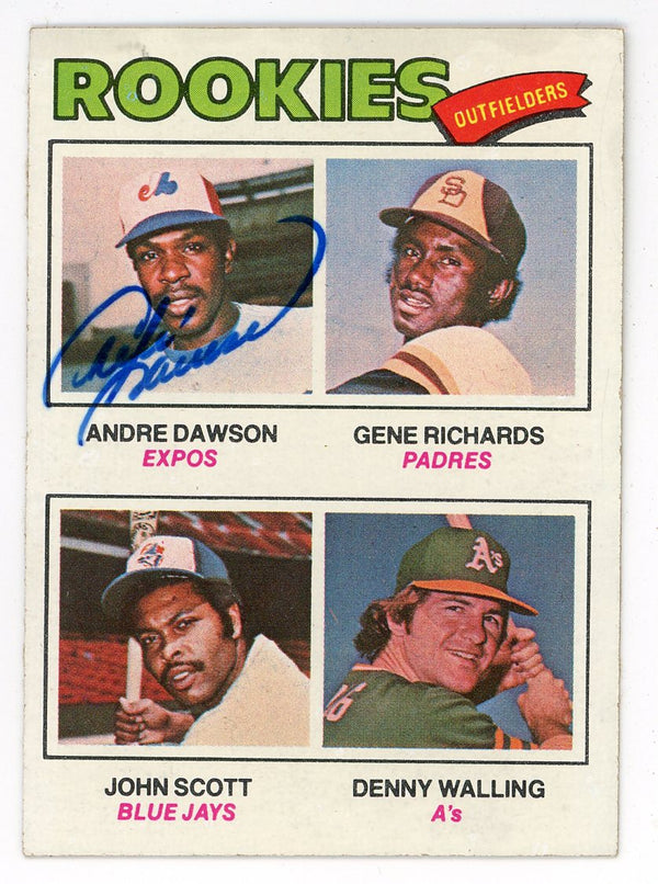 Autographed Andre Dawson, Gene Richards, John Scott, & Denny Walling 1977 Rookies Outfielders