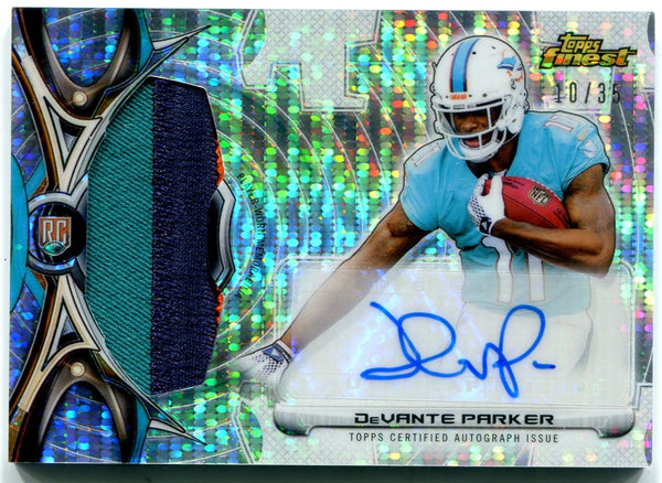 DeVante Parker Topps Finest Rookie Patch Auto 10/35