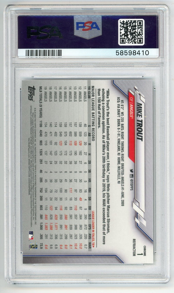 Mike Trout 2020 Topps Chrome X-Fractor #1 PSA MT 10