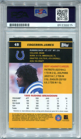 Edgerrin James 2000 Topps Bowmans  #49 PSA Auto Auth Card