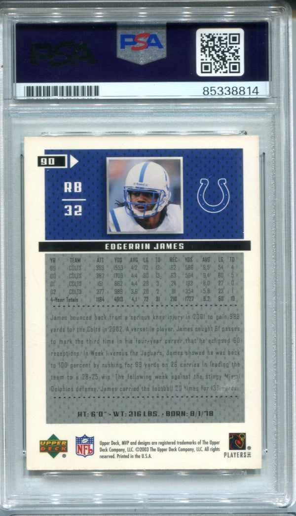 Edgerrin James 2003 Upper Deck MVP #90 PSA Auto Auth