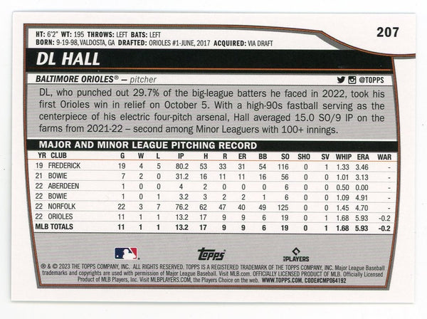 DL Hall 2023 Topps BL #207 Card