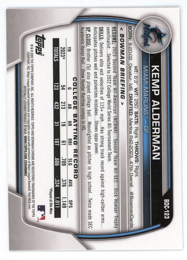 Kemp Alderman 2023 Topps Bowman Chrome #BDC-123