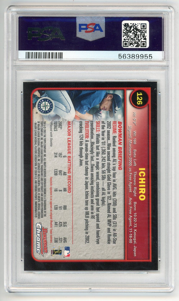 Ichiro 2003 Bowman Chrome #126 PSA MT 9