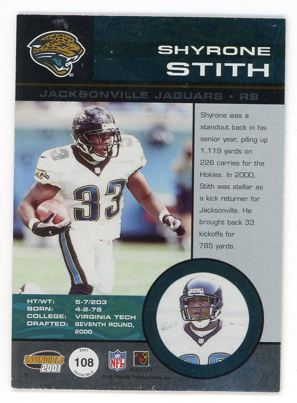 Shyrone Stith 2001 Pacific Invincible Patch Relic #108