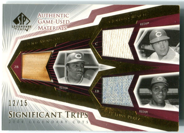 2004 Upper Deck Significant Trips Legendary Cuts Morgan/Perez/Bench #MBP /15