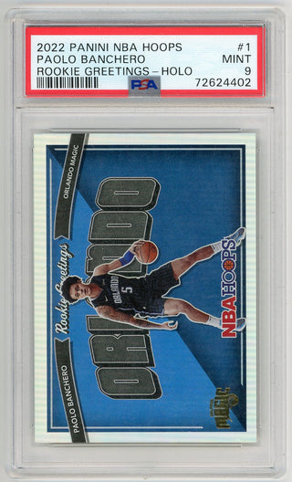 Paolo Banchero 2022 Panini NBA Hoops Rookie Greetings Holo #1 MT 9