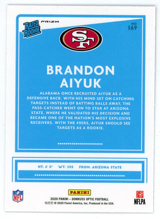 Brandon Aiyuk 2020 Panini Donruss Optic Rated Rookie Card #169