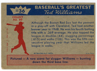 Ted Williams 1959 Fleer Baseball Card #36 1948- Banner Year For Ted