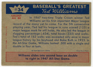 Ted Williams 1959 Fleer Baseball Card #34 1947- Ted Sets Runs-Scored Record