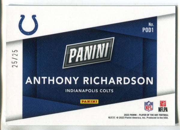 Anthony Richardson 2023 Panini Player Of The Day Chrome Insert Rookie Card /25