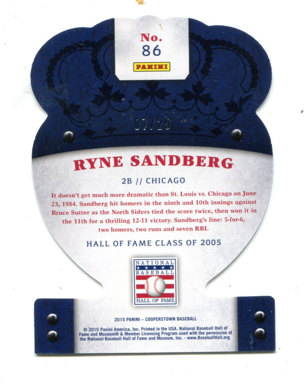 Ryne Sandberg 2015 Panini Cooperstown Crown Royale Blue #86 Card 07/25