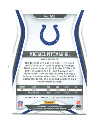 Michael Pittman JR. 2020 Panini Blue Certified Rookie #122 Card 18/50