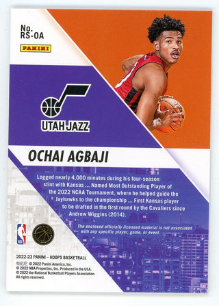 Ochai Agbaji 2022-23 Panini Hoops Rise N Shine Patch Relic Rookie Card #RS-OA