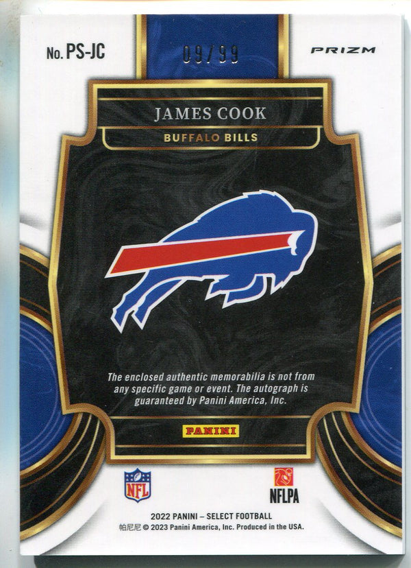 James Cook 2022 Panini Select Prime Selections RPA Auto Patch Rookie Card /99