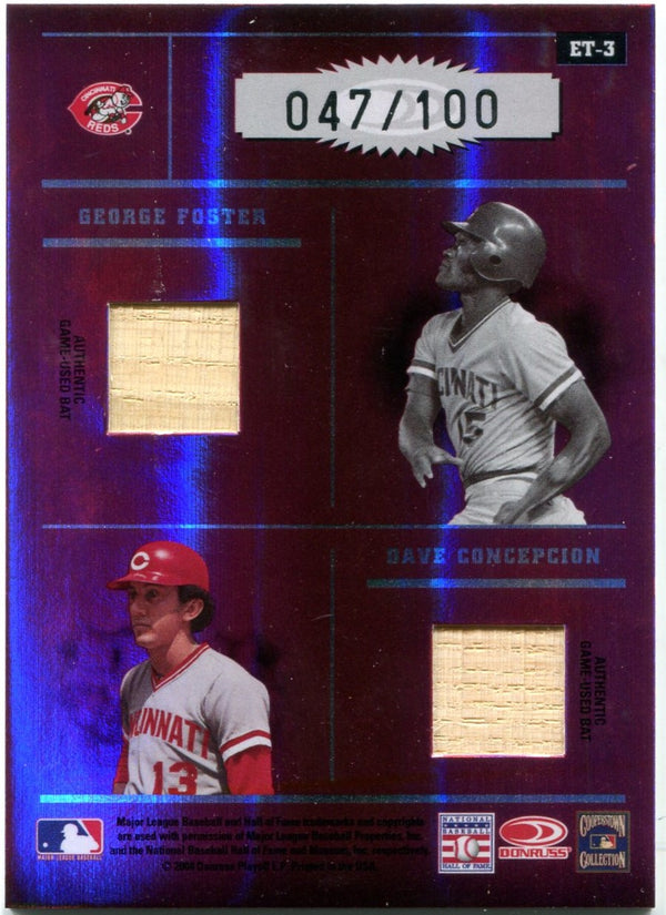 Cincinnati Reds Big Red Machine 2004 Donruss Elite Team Bat Card