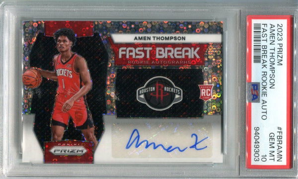 Amen Thompson 2023-24 Panini Prizm #FBRAMN Fast Break Auto PSA 10