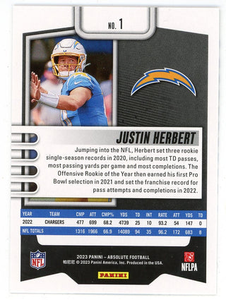 Justin Herbert 2023 Panini Absolute #1