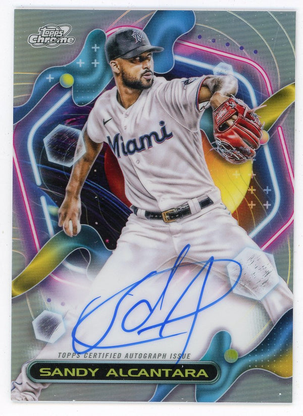 Sandy Alcantara 2023 Topps Cosmic Chrome Autographed Card #CCA-SA