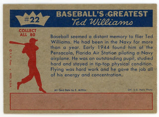 Ted Williams 1959 Fleer Baseball Card #22 1944 - Ted Solos