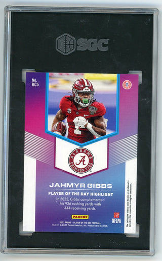 Jahmyr Gibbs 2023 Panini Player of the Day #RC5 Orange /199 SGC 10