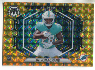 De'Von Achane 2023 Panini Mosaic NFL Debut Gold Prizm Rookie Card #ND-8