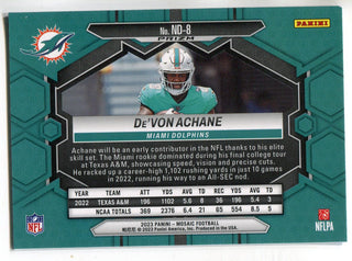 De'Von Achane 2023 Panini Mosaic NFL Debut Blue Reactive Prizm Rookie Card #ND-8